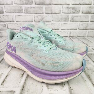 Hoka One One Clifton 9 Women's Size 10 D Wide Mint Purple Athletic Running Shoes